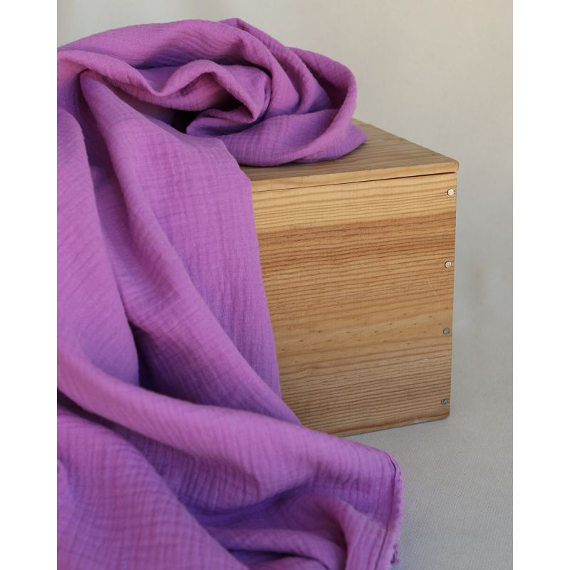 Double gaze de coton BIO unie bougainvillier