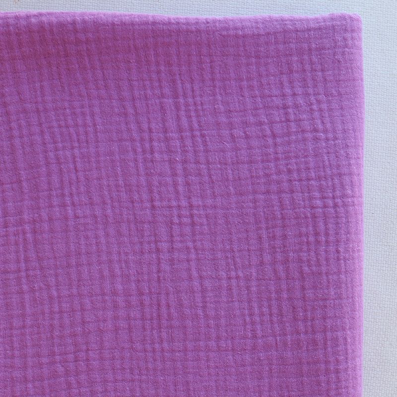 Double gaze de coton BIO unie bougainvillier