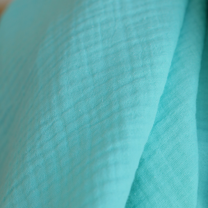 Double gaze de coton BIO unie menthe glaciale