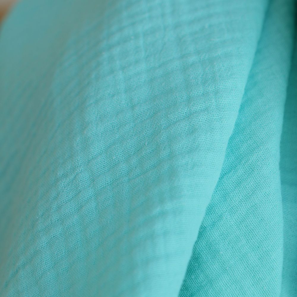 Double gaze de coton BIO unie menthe glaciale