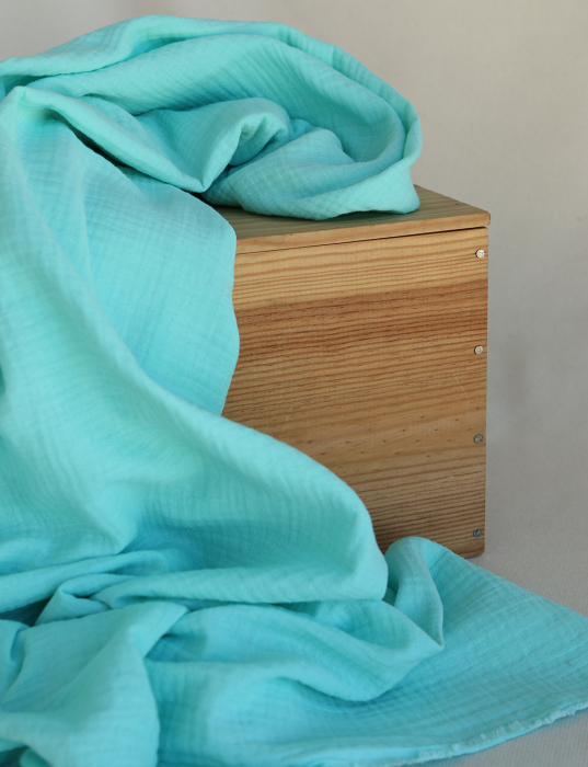 Double gaze de coton BIO unie menthe glaciale