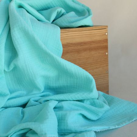 Double gaze de coton BIO unie menthe glaciale Double gaze de coton BIO unie menthe glaciale