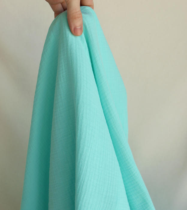 Double gaze de coton BIO unie menthe glaciale