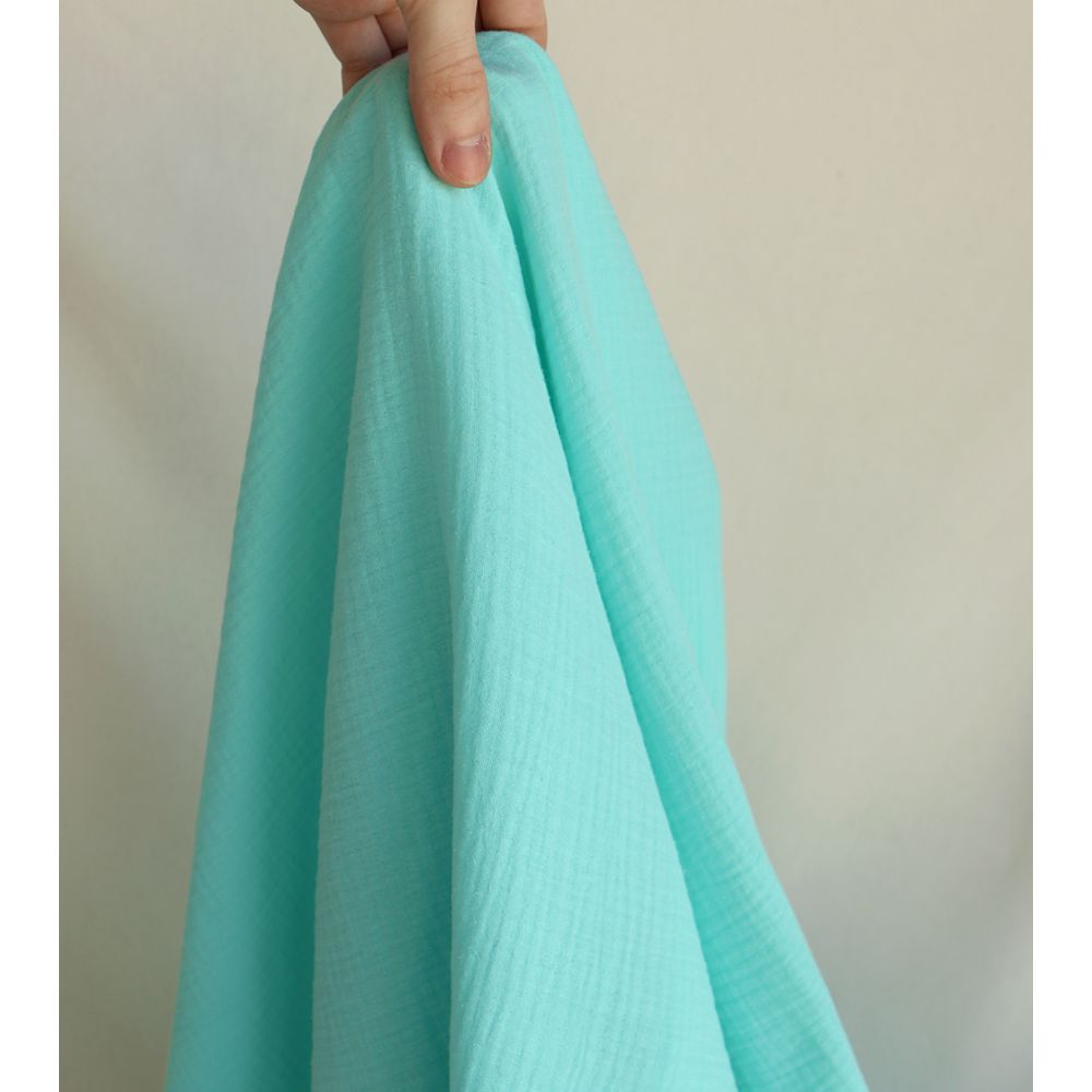 Double gaze de coton BIO unie menthe glaciale