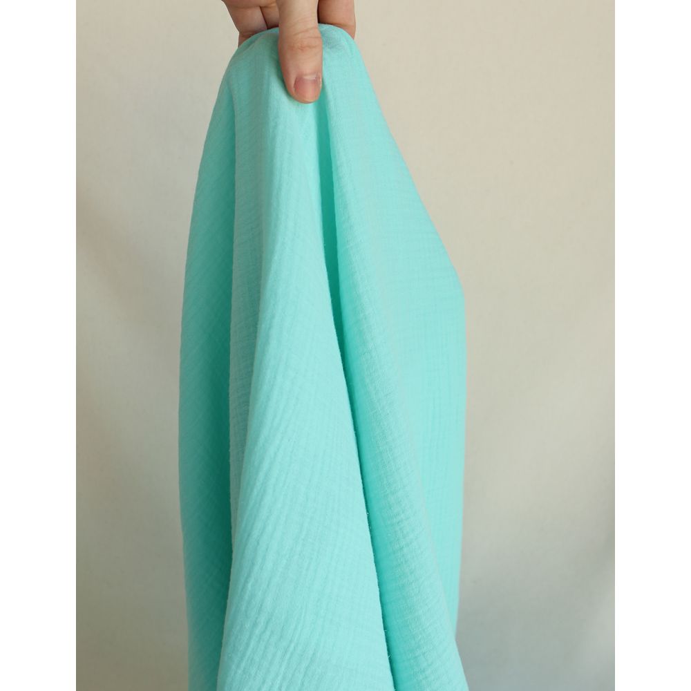 Double gaze de coton BIO unie menthe glaciale
