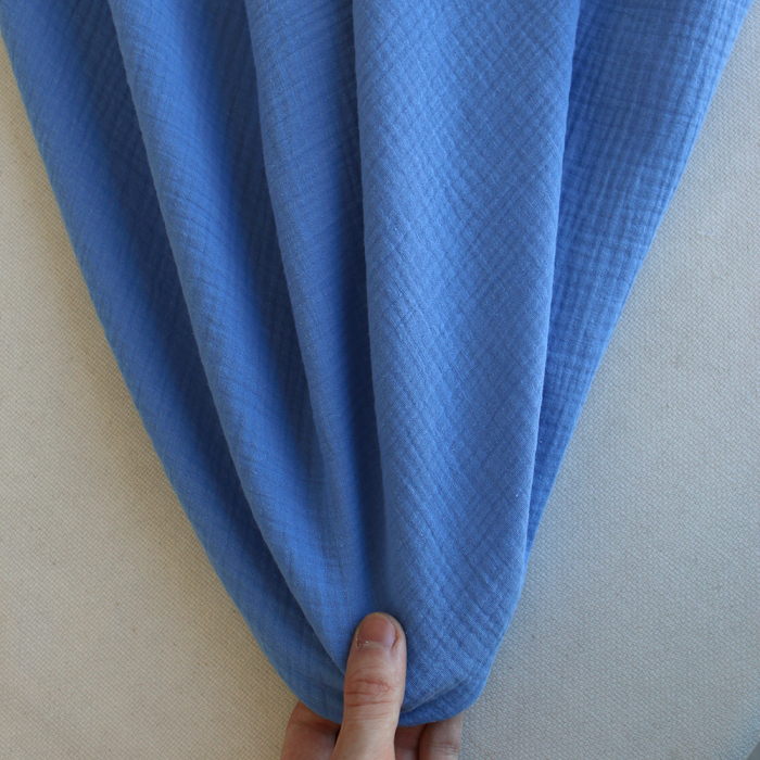 Double gaze de coton BIO unie bleuet