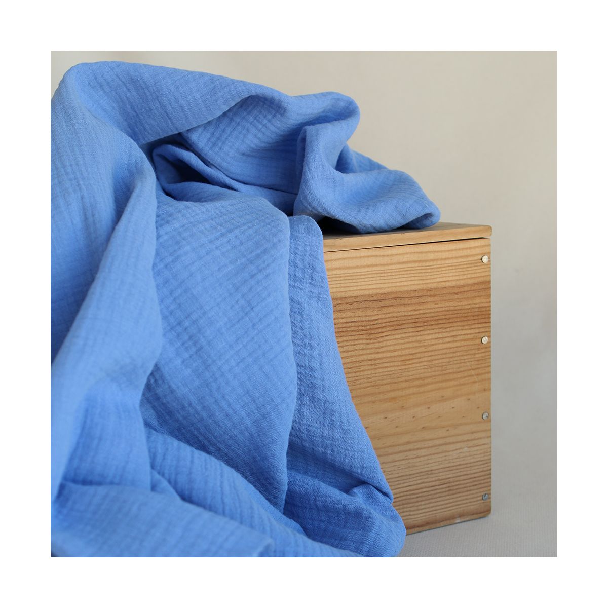 Double gaze de coton BIO unie bleuet Double gaze de coton BIO unie bleuet