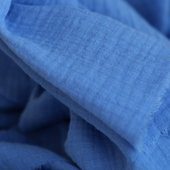 Double gaze de coton BIO unie bleuet