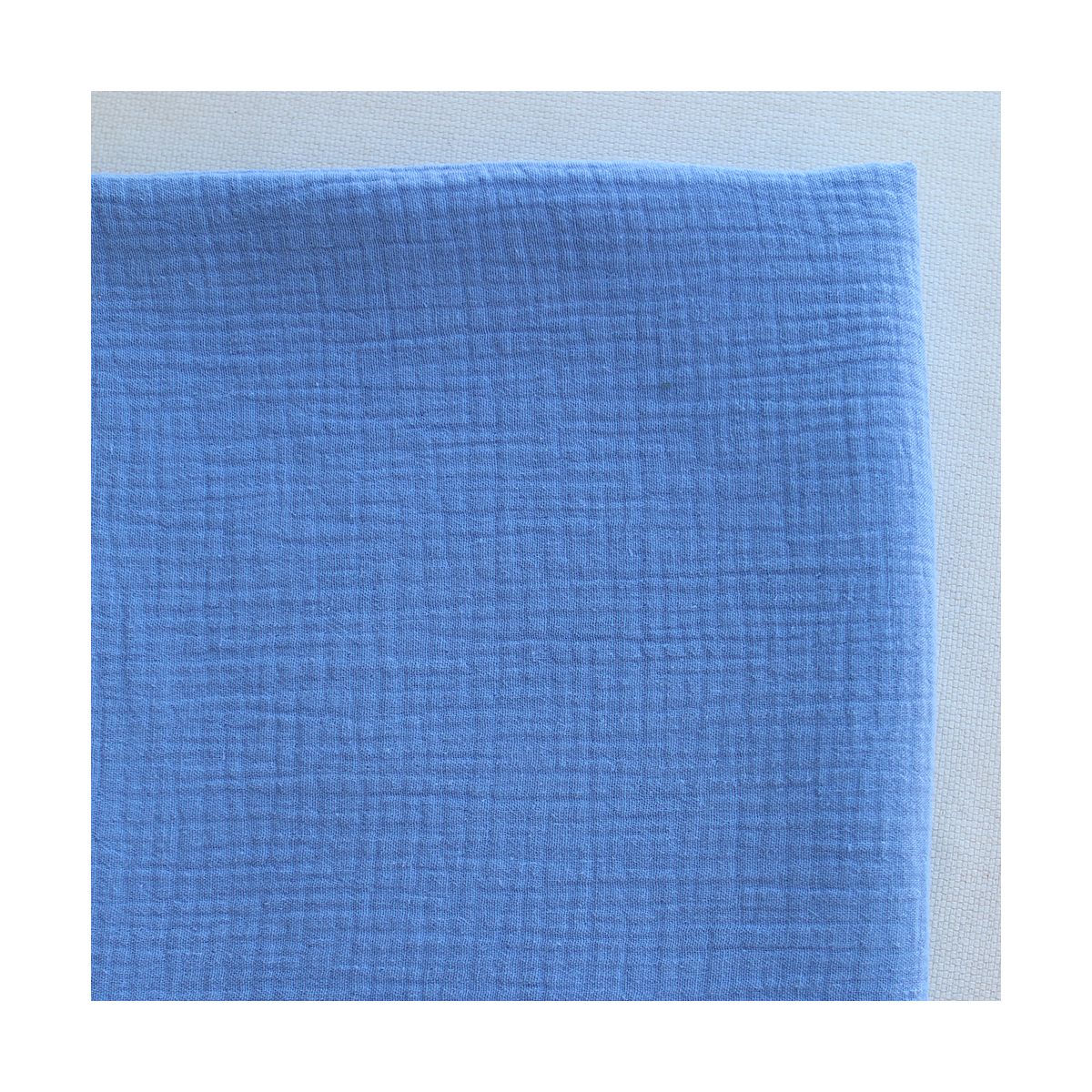 Double gaze de coton BIO unie bleuet Double gaze de coton BIO unie bleuet