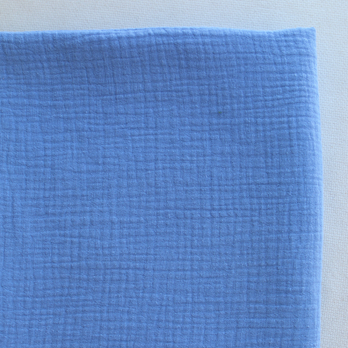 Double gaze de coton BIO unie bleuet