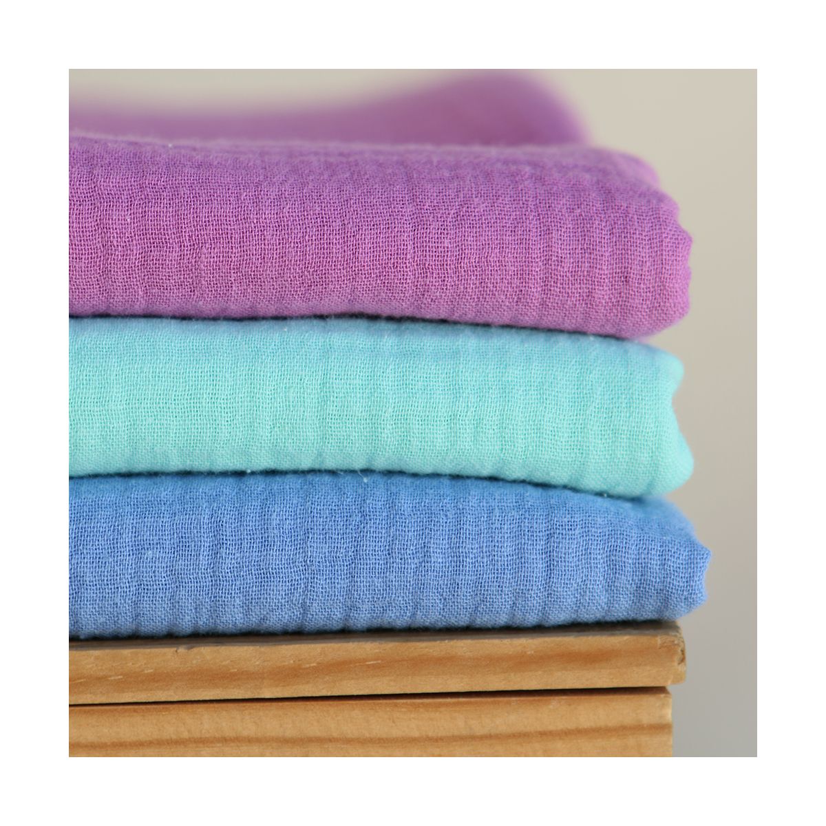 Double gaze de coton BIO unie bleuet Double gaze de coton BIO unie bleuet