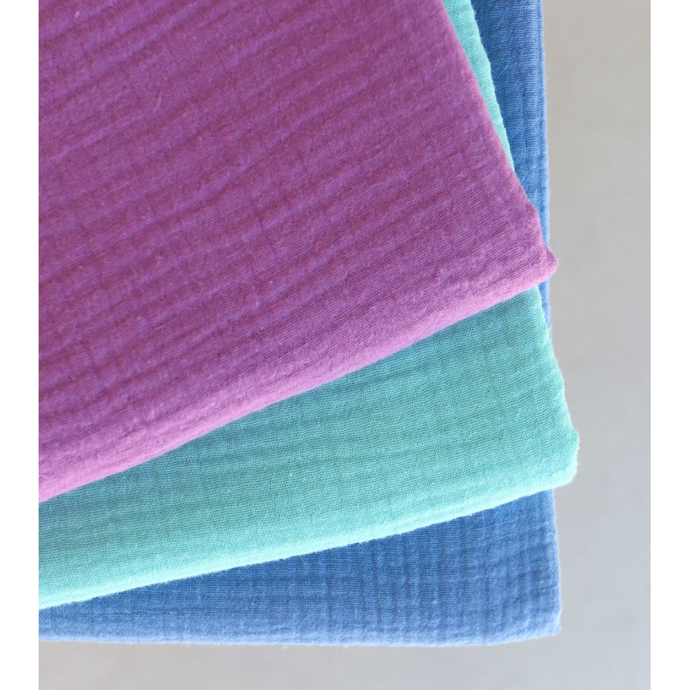 Double gaze de coton BIO unie bleuet