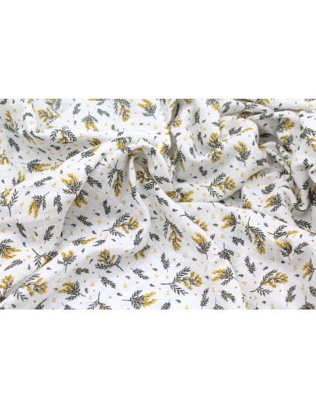 Double gaze de coton BIO motif exclusif Mimoza mimosa