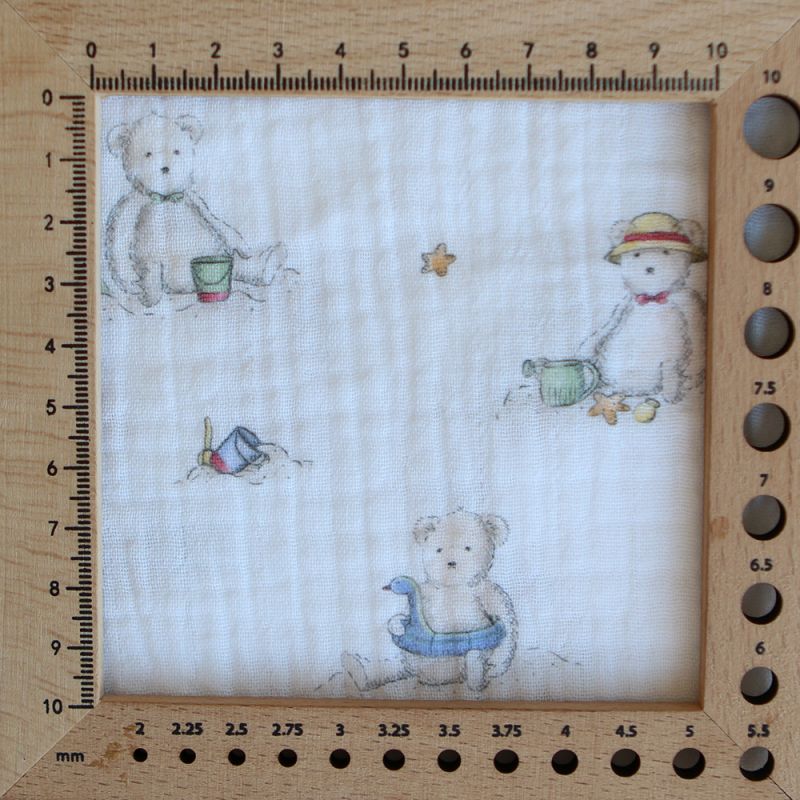 Barry - Double gaze de coton motif ourson à la plage