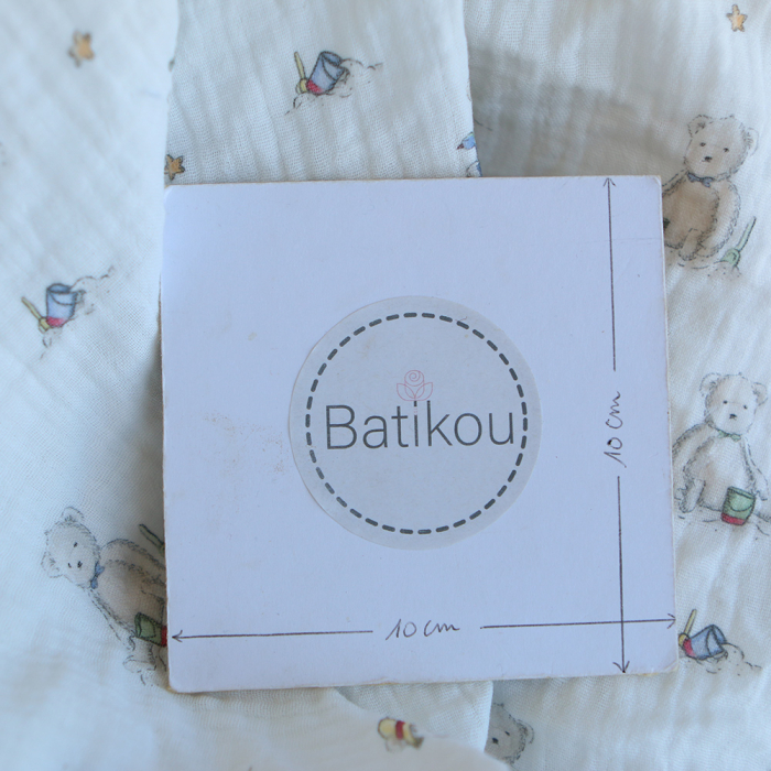 Barry - Double gaze de coton motif ourson à la plage