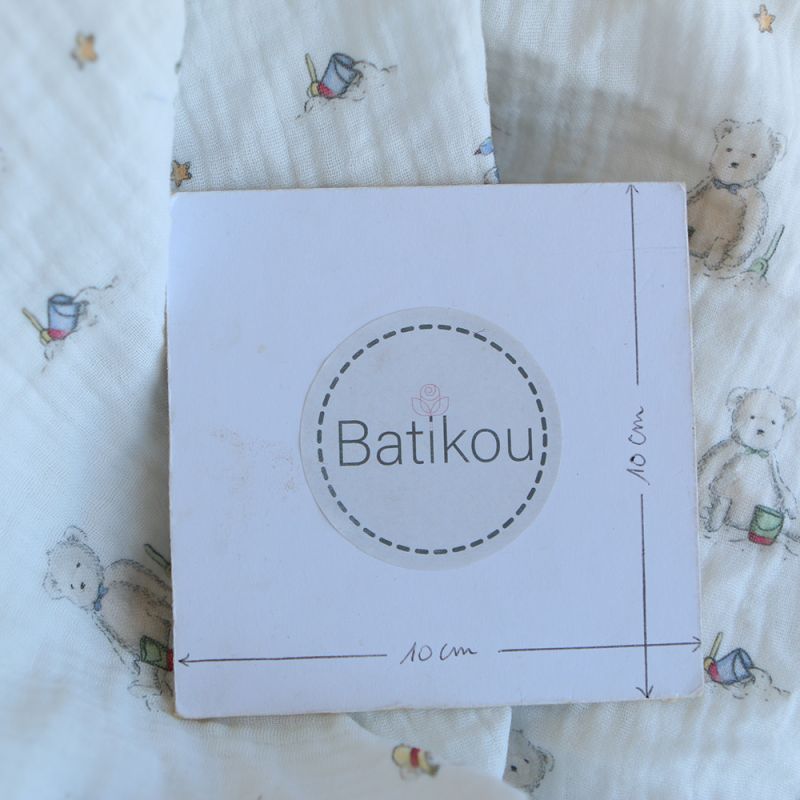 Barry - Double gaze de coton motif ourson à la plage