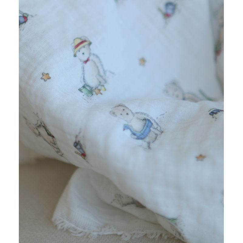 Barry - Double gaze de coton motif ourson à la plage