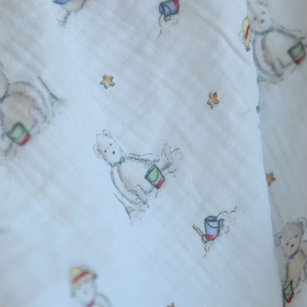 Barry - Double gaze de coton motif ourson à la plage