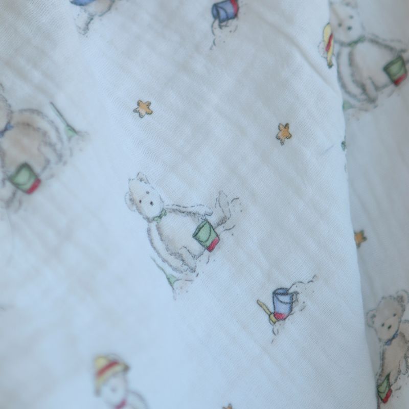 Barry - Double gaze de coton motif ourson à la plage