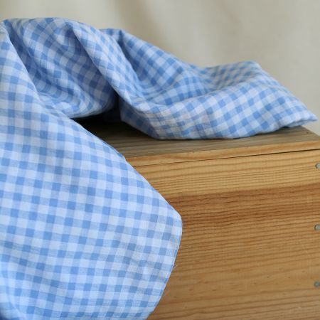 Seersucker / Coton gaufré vichy 6mm bleuet Seersucker / Coton gaufré vichy 6mm bleuet