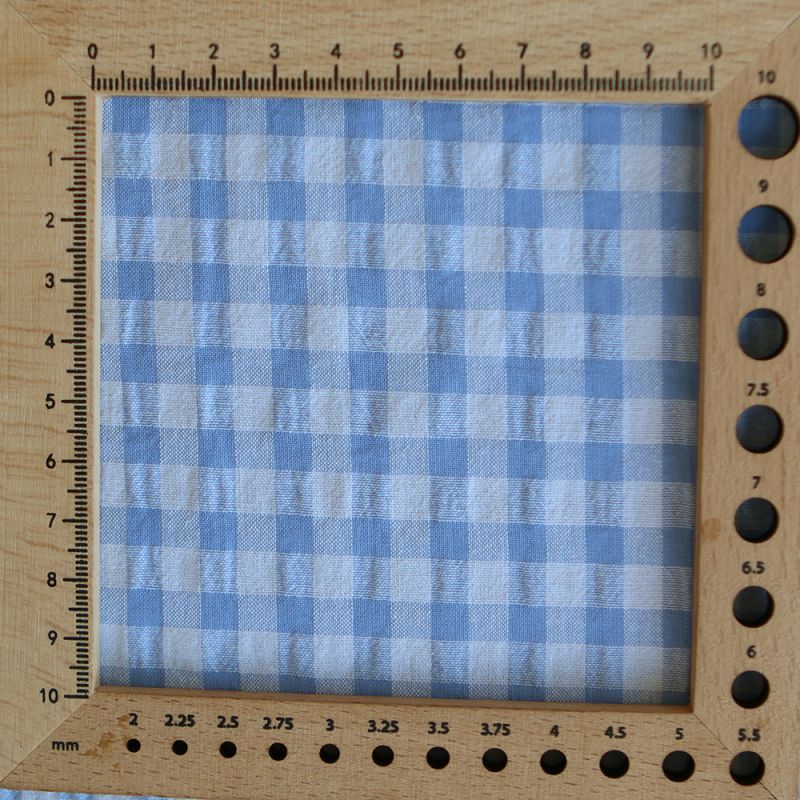 Seersucker / Coton gaufré vichy 6mm bleuet