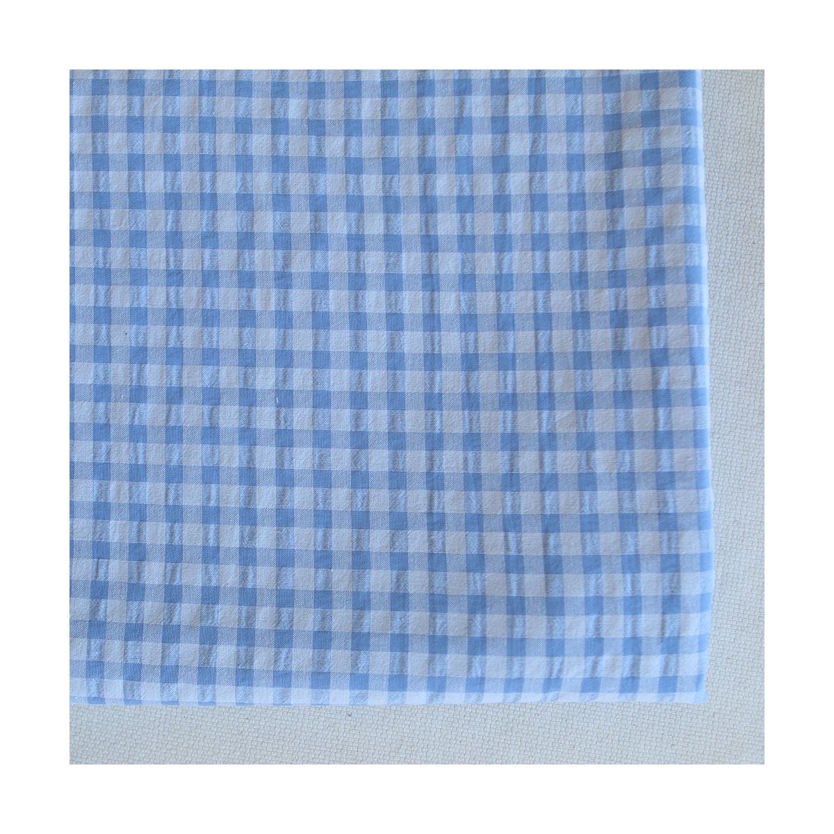 Seersucker / Coton gaufré vichy 6mm bleuet Seersucker / Coton gaufré vichy 6mm bleuet