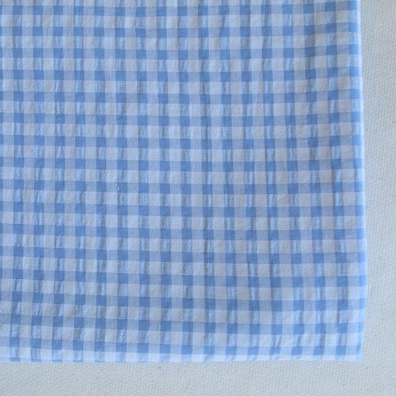 Seersucker / Coton gaufré vichy 6mm bleuet