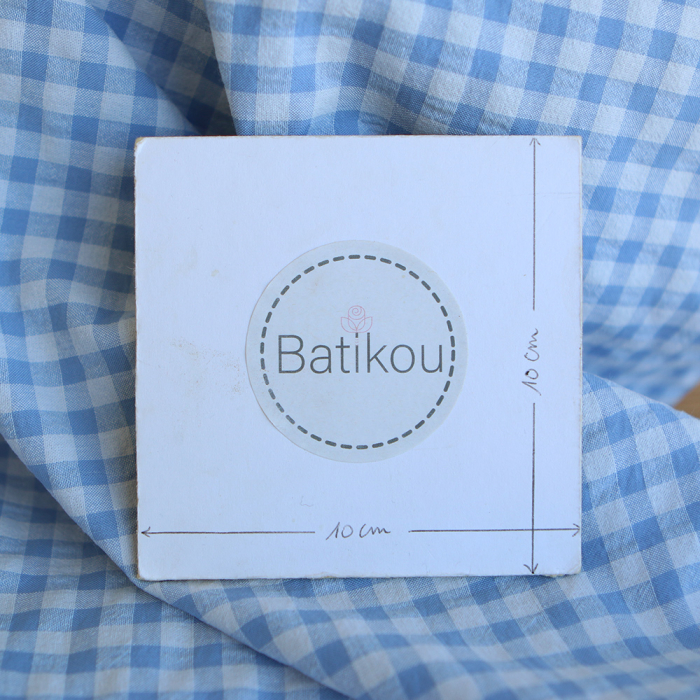 Seersucker / Coton gaufré vichy 6mm bleuet