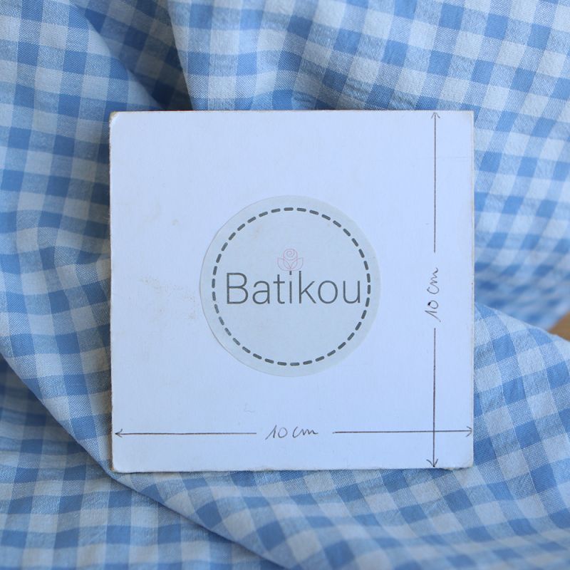 Seersucker / Coton gaufré vichy 6mm bleuet