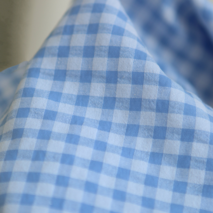Seersucker / Coton gaufré vichy 6mm bleuet