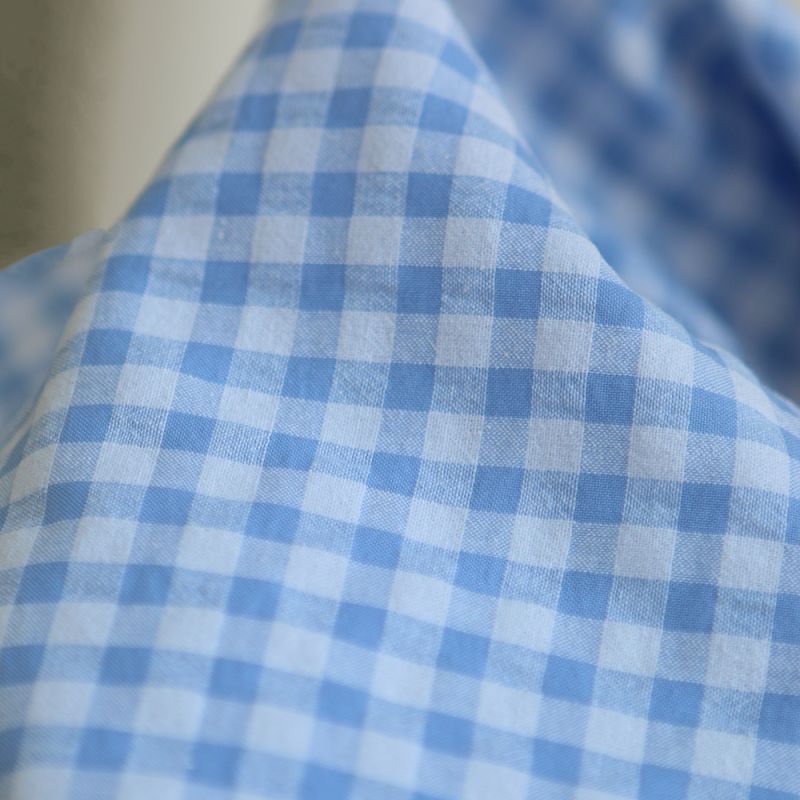 Seersucker / Coton gaufré vichy 6mm bleuet