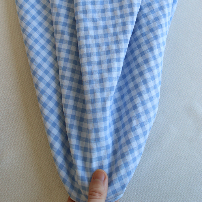 Seersucker / Coton gaufré vichy 6mm bleuet