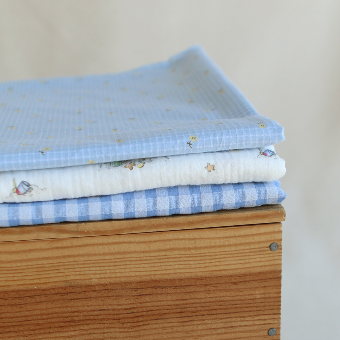 Seersucker / Coton gaufré vichy 6mm bleuet