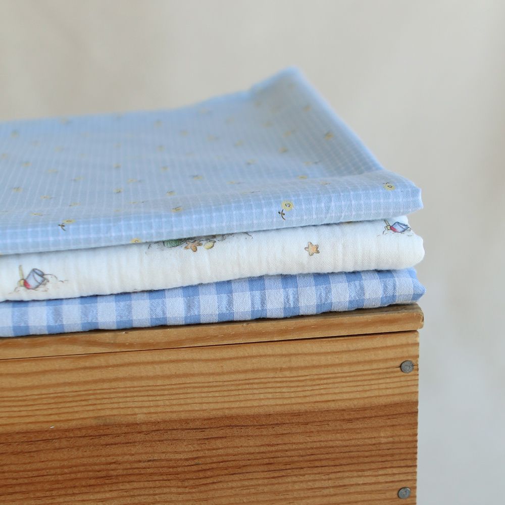 Seersucker / Coton gaufré vichy 6mm bleuet