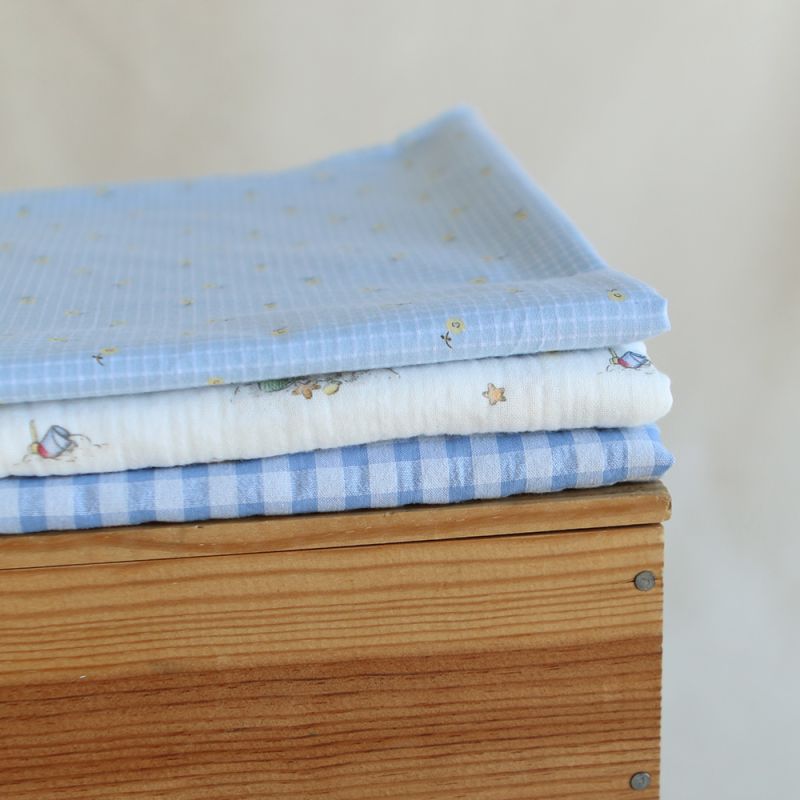 Seersucker / Coton gaufré vichy 6mm bleuet