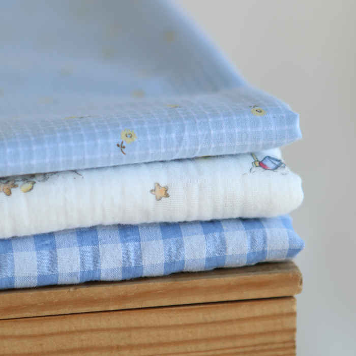 Seersucker / Coton gaufré vichy 6mm bleuet