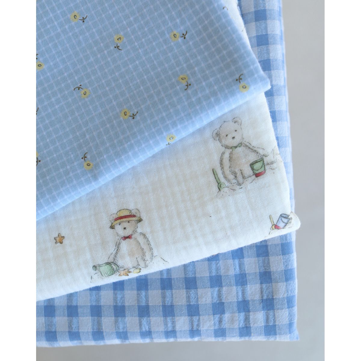 Seersucker / Coton gaufré vichy 6mm bleuet Seersucker / Coton gaufré vichy 6mm bleuet