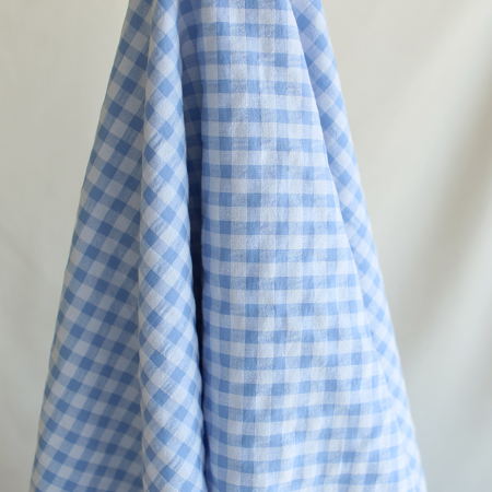 Seersucker / Coton gaufré vichy 6mm bleuet Seersucker / Coton gaufré vichy 6mm bleuet