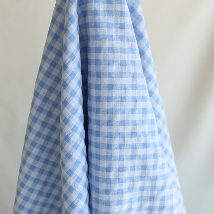 Seersucker / Coton gaufré vichy 6mm bleuet