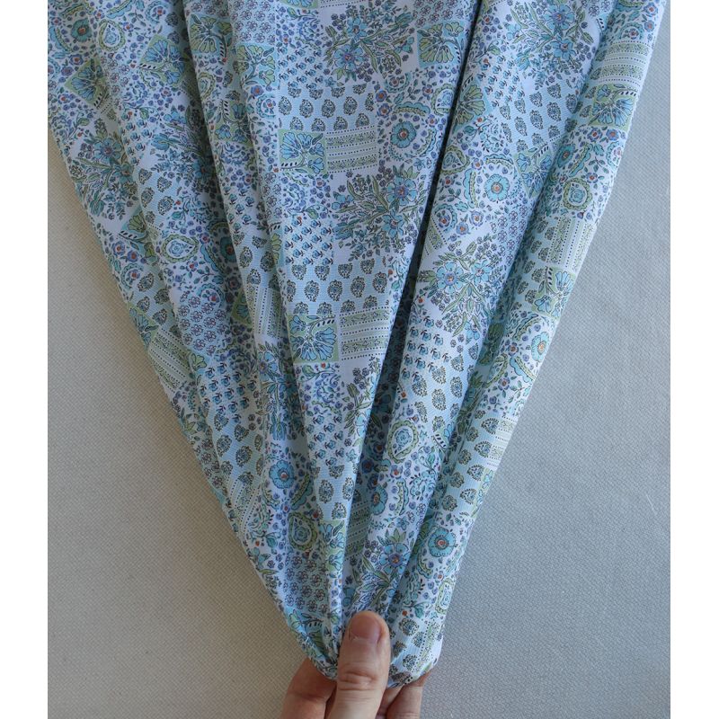 Isabelle - Batiste de coton à imprimé patchwork bleu