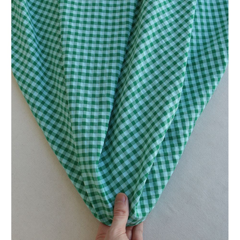 Seersucker / Coton gaufré vichy 6mm diabolo menthe