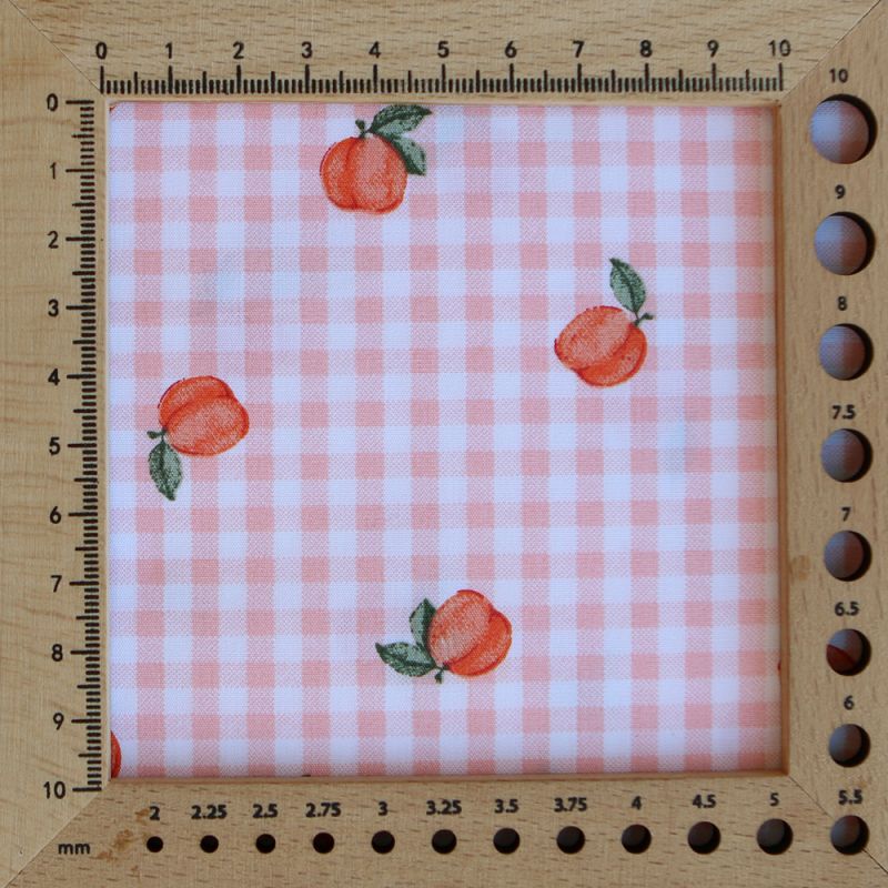 Kim - Popeline de coton BIO vichy imprimé abricot