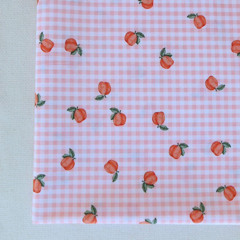 Kim - Popeline de coton BIO vichy imprimé abricot