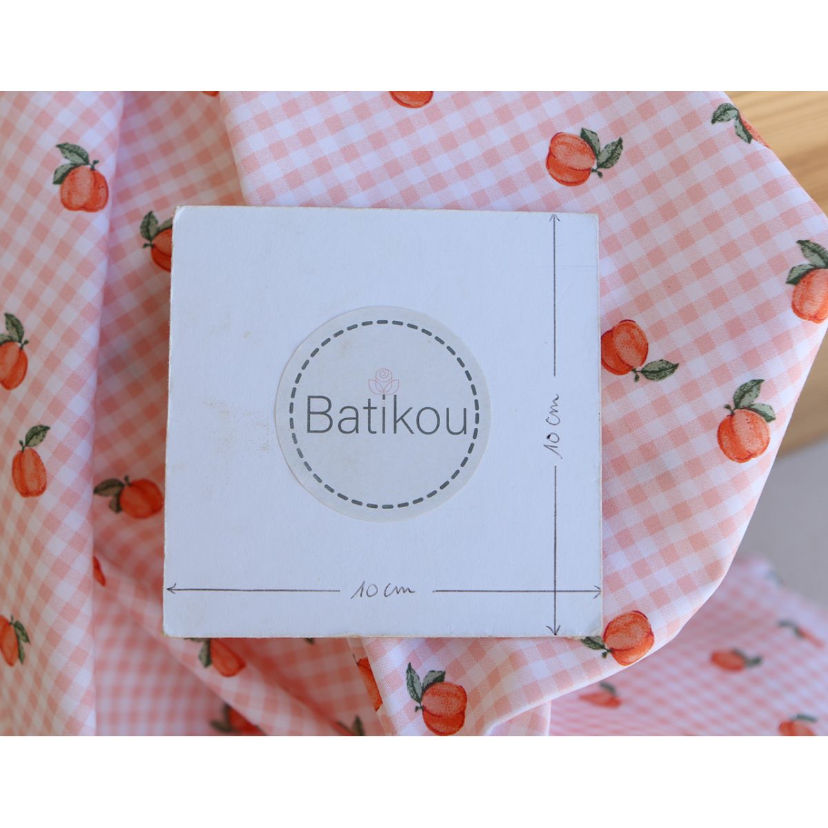 Kim - Popeline de coton BIO vichy imprimé abricot