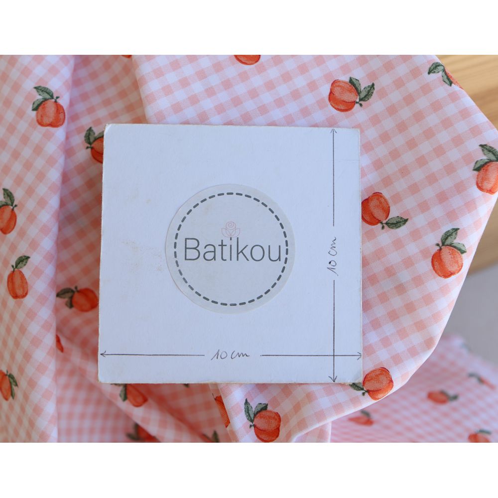 Kim - Popeline de coton BIO vichy imprimé abricot