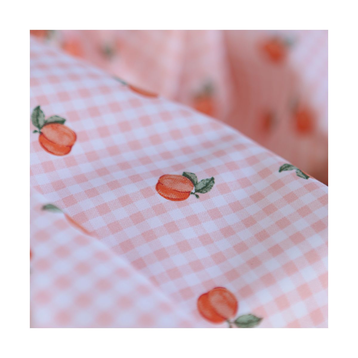 Kim - Popeline de coton BIO vichy imprimé abricot