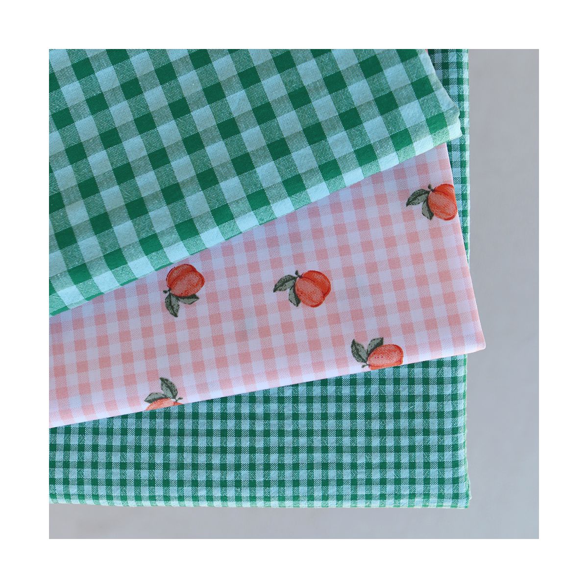 Kim - Popeline de coton BIO vichy imprimé abricot