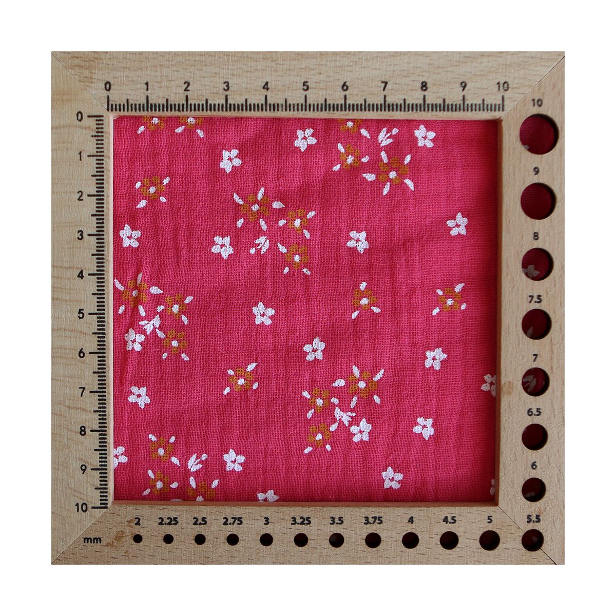 Lena - Double gaze de coton motif fleuri fond framboise