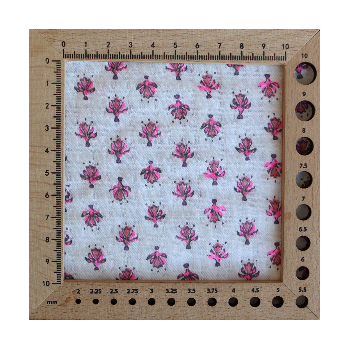 Seersucker / Coton gaufré doux fond blanc cassé petite indienne rose fluo Seersucker / Coton gaufré doux fond blanc cassé petite indienne rose fluo