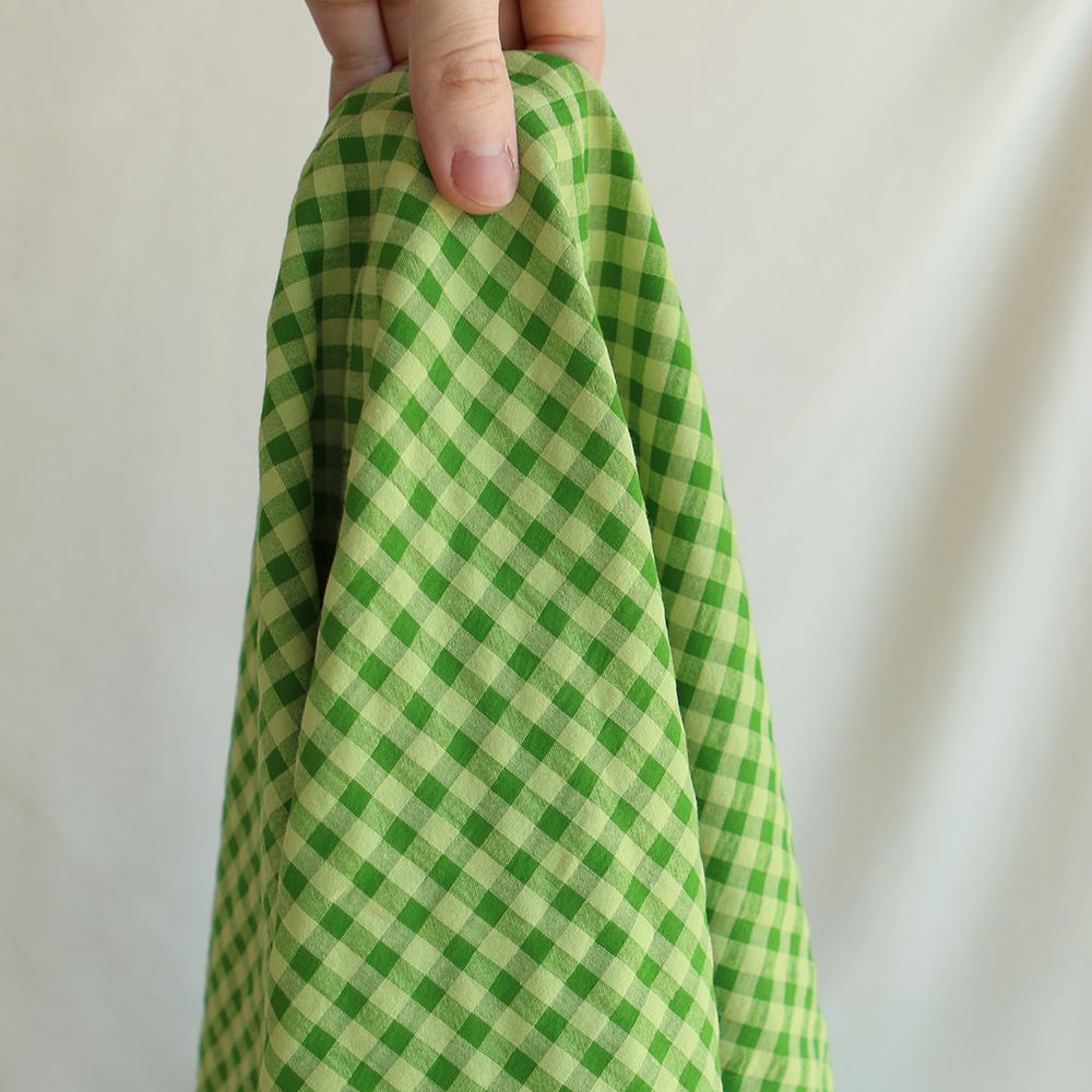 Seersucker / Coton gaufré vichy 6mm matcha